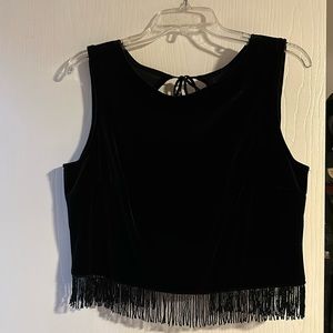 Velvet top with beaded fringe